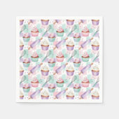 Lavender Watercolor Cupcake Pink Green Checkered  Servet (Voorkant)