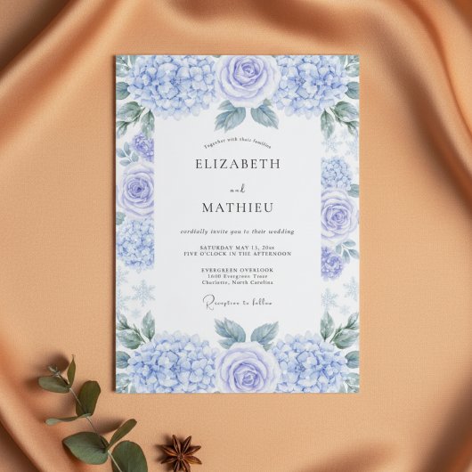 Lavender Watercolor Floral Romance Wedding Kaart
