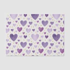Lavender Watercolor Hearts with Gold Sparkle Tissuepapier