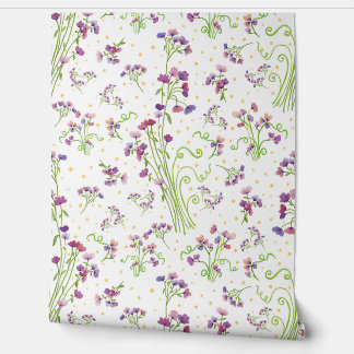 Lavender Watercolor Pattern Floral Art Print Behang