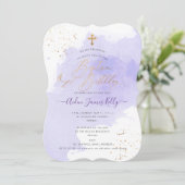 Lavender Waterverf Baptism+1st Birthday Kaart (Staand voorkant)