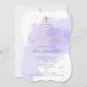 Lavender Waterverf Baptism+1st Birthday Kaart