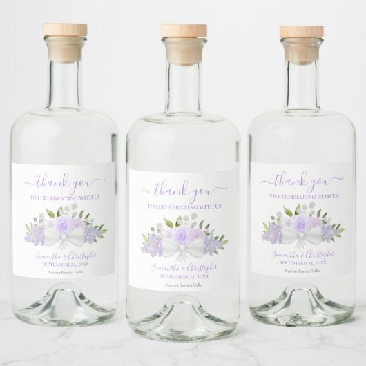 Lavender Waterverf Bouquet Wedding Bedankt Likeurfles Etiket (Flessen)