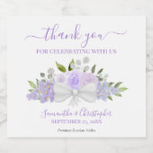 Lavender Waterverf Bouquet Wedding Bedankt Likeurfles Etiket (Enkel label)
