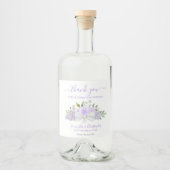 Lavender Waterverf Bouquet Wedding Bedankt Likeurfles Etiket (Voorkant)