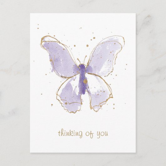 Lavender Waterverf Butterfly Briefkaart (Voorkant)