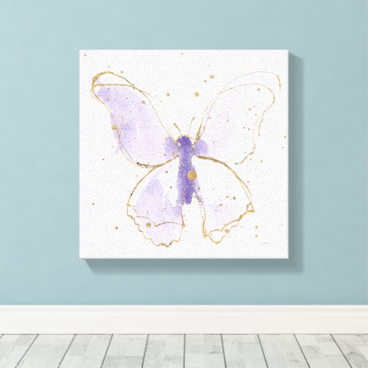 Lavender Waterverf Butterfly Canvas Afdruk (Insitu (Houten vloer))