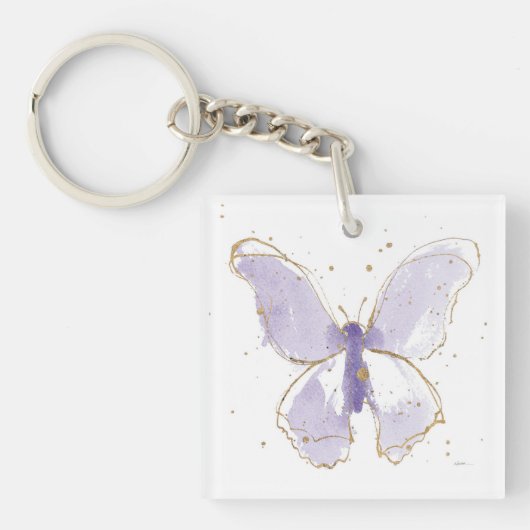 Lavender Waterverf Butterfly Sleutelhanger (Voorkant)