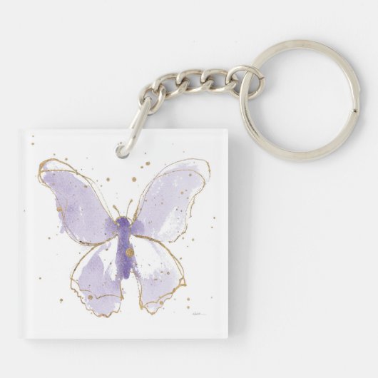 Lavender Waterverf Butterfly Sleutelhanger (Achterkant)