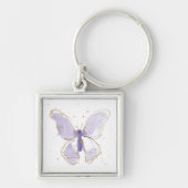 Lavender Waterverf Butterfly Sleutelhanger (Voorkant)