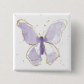 Lavender Waterverf Butterfly Vierkante Button 5,1 Cm (Voorkant)