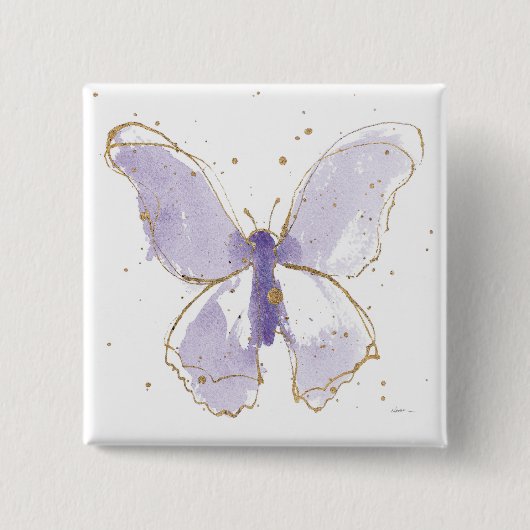 Lavender Waterverf Butterfly Vierkante Button 5,1 Cm (Voorkant)