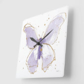Lavender Waterverf Butterfly Vierkante Klok (Hoek)