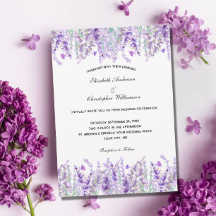 Lavender Waterverf Elegant Floral Wedding Kaart