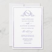 Lavender, Waterverf Elegant Monogram Wedding Kaart (Voorkant)