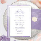 Lavender, Waterverf Elegant Monogram Wedding Kaart