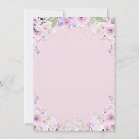 lavender waterverf florale baptisme - uitnodiging (Achterkant)