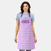 Lavender Waterverf Gingham Gepersonaliseerd Schort (Gedragen)