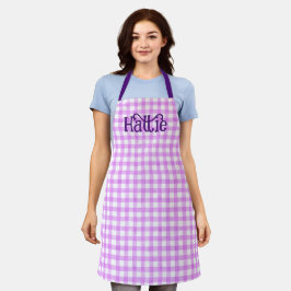 Lavender Waterverf Gingham Gepersonaliseerd Schort