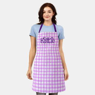 Lavender Waterverf Gingham Gepersonaliseerd Schort