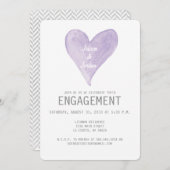 Lavender Waterverf Heart Verloving Uitnodiging (Voorkant / Achterkant)