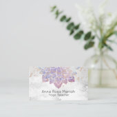 *~* Lavender Waterverf Mandala Glitter Spiritueel Visitekaartje (Staand voorkant)