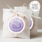 Lavender Waterverf Monogram Envelope Seal/Favor C Ronde Sticker