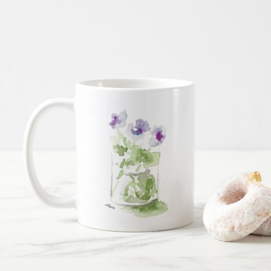 Lavender Waterverf Violet in Mason Jar Koffiemok (Met donut)