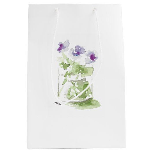 Lavender Waterverf Violet in Mason Jar Medium Cadeauzakje (Voorkant)