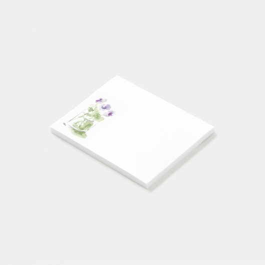 Lavender Waterverf Violet in Mason Jar Post-it® Notes (Schuin)