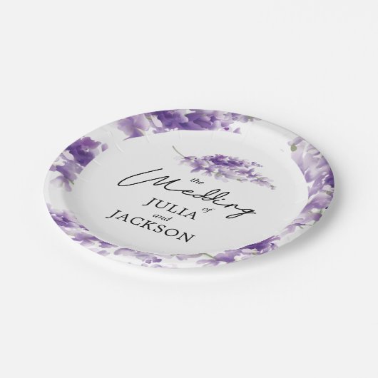 Lavender Waterverf Wedding Elegant gepersonaliseer Papieren Bordje (Gekanteld)