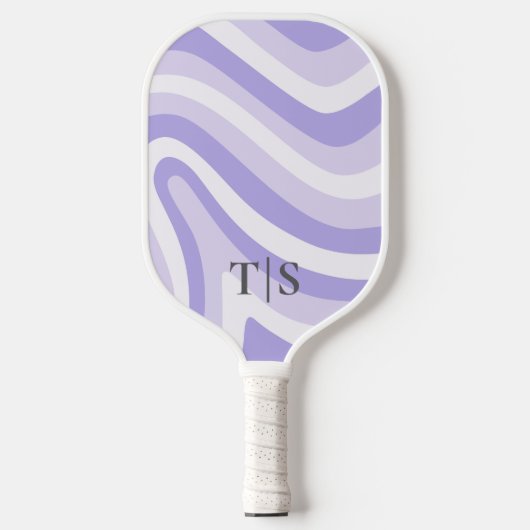 Lavender Wavy Stripe Monogram Pretty Pickleball Paddle (Voorkant)