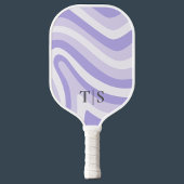 Lavender Wavy Stripe Monogram Pretty Pickleball Paddle
