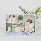 Lavender Weddenschap Foto Collage Script Bedankt (Staand voorkant)