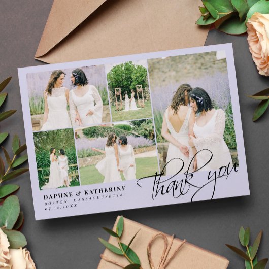 Lavender Weddenschap Foto Collage Script Bedankt