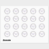 Lavender Weddenschap Wreath on White Ronde Sticker (Vel)