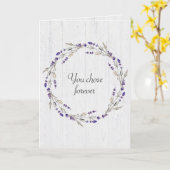 Lavender Weddenschap Wreath on Wood Kaart (Gele Bloem)