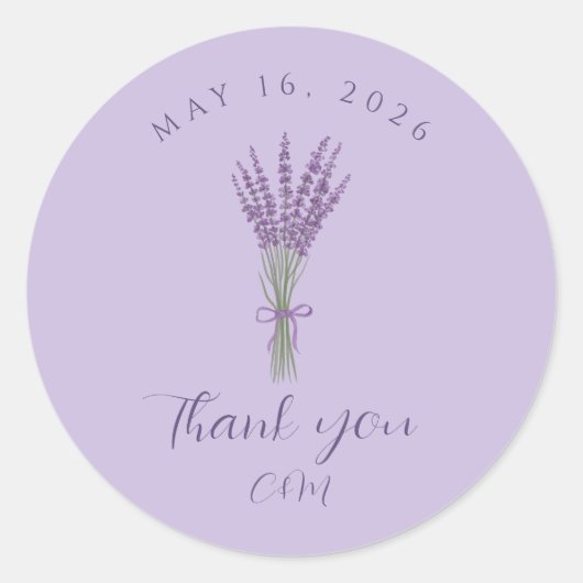Lavender Wedding Bedankt Ronde Sticker (Voorkant)