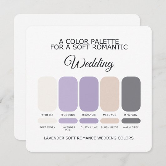 Lavender Wedding Color Palette Card Kaart (Voorkant / Achterkant)
