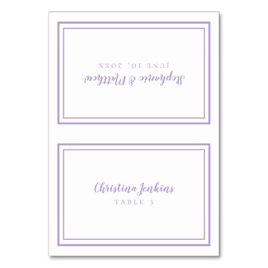 Lavender Wedding Custom Guest Place Card Kaart (Voorkant)