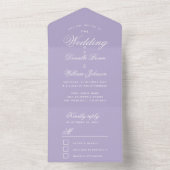 Lavender Wedding Elegant Calligraphy RSVP Paars All In One Uitnodiging (Binnen)
