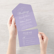 Lavender Wedding Elegant Calligraphy RSVP Paars