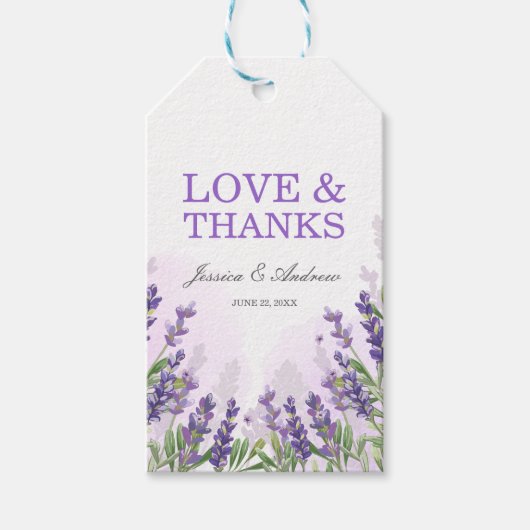 Lavender Wedding Favor Gift Labels Paars Rustic Cadeaulabel (Voorkant)