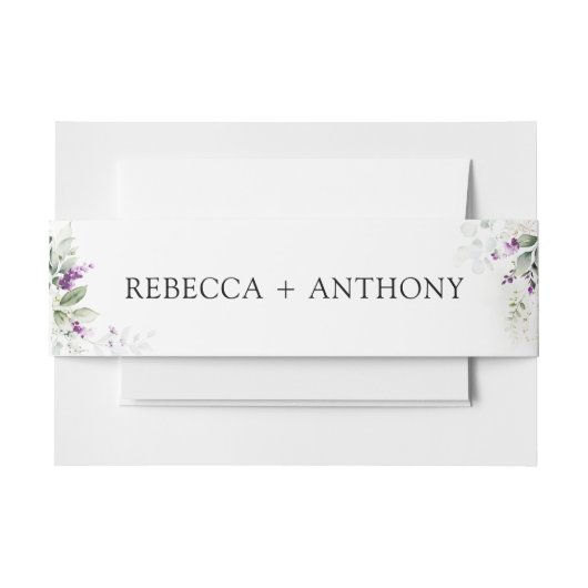 Lavender Wedding Invitation Belly Band Uitnodigingen Wikkel (Voorkant Voorbeeld)