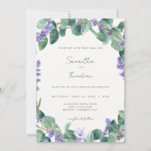 Lavender Wedding Invitation Greenery Paarse Modern Kaart (Voorkant)
