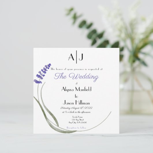 Lavender Wedding invitation Kaart (Staand voorkant)