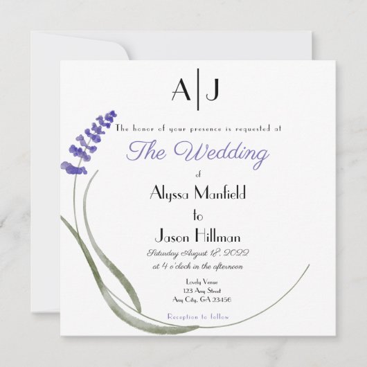 Lavender Wedding invitation Kaart (Voorkant)