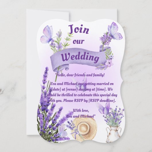 Lavender Wedding Invitation Kaart (Voorkant)