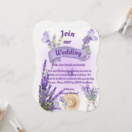 Lavender Wedding Invitation Kaart