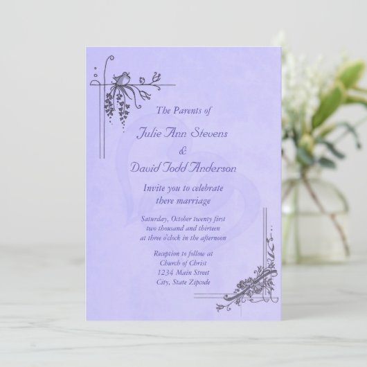  lavender Wedding Kaart (Staand voorkant)